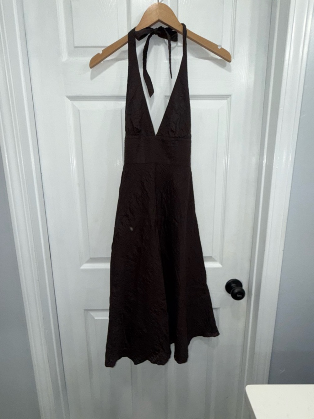 J. Crew Dark Brown Halter Midi Dress